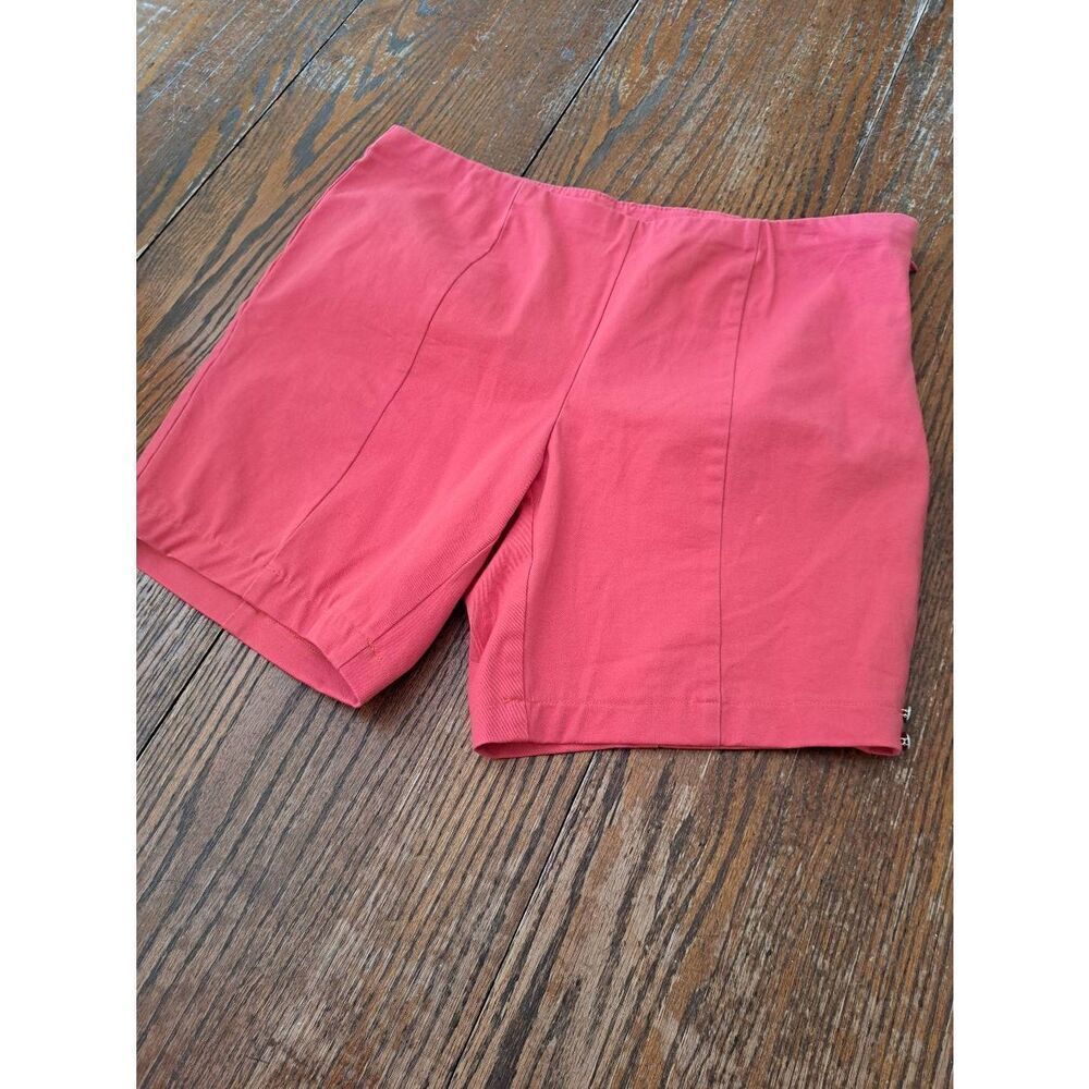 Size 14 JM Collection Pink Coral Side Zip Button Leg Detail Summer Casual Shorts